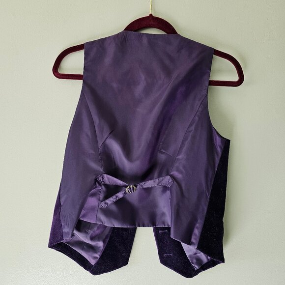 New York & Company Vintage Lined Purple Velvet Vest Size 6 - Picture 3 of 3